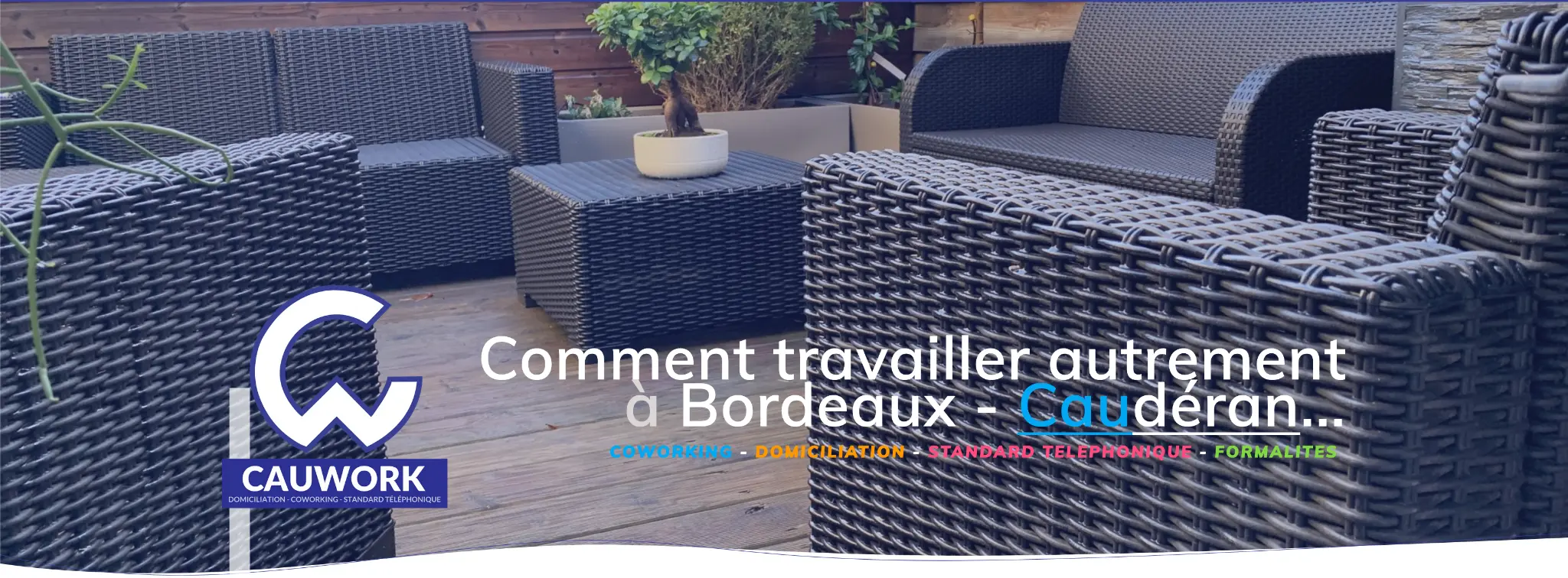 Terrasse de l'espace de coworking et de domiciliation CAUWORK à Bordeaux Caudéran